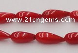 CCB141 15.5 inches 5*11mm teardrop red coral beads wholesale