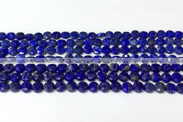 CCB1415 15 inches 6mm faceted coin lapis lazuli beads