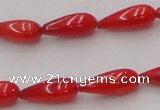 CCB142 15.5 inches 5*12mm teardrop red coral beads wholesale