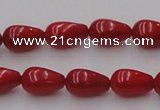 CCB143 15.5 inches 6*11mm teardrop red coral beads wholesale