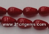 CCB144 15.5 inches 7*11mm teardrop red coral beads wholesale