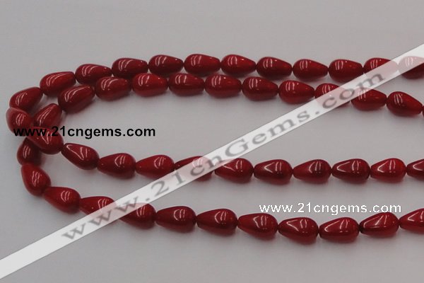 CCB144 15.5 inches 7*11mm teardrop red coral beads wholesale