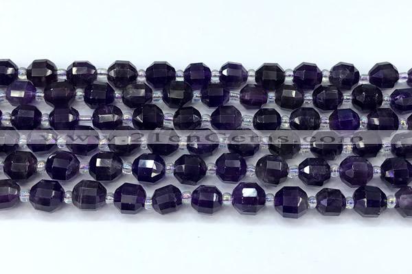 CCB1447 15 inches 7mm - 8mm faceted amethyst beads