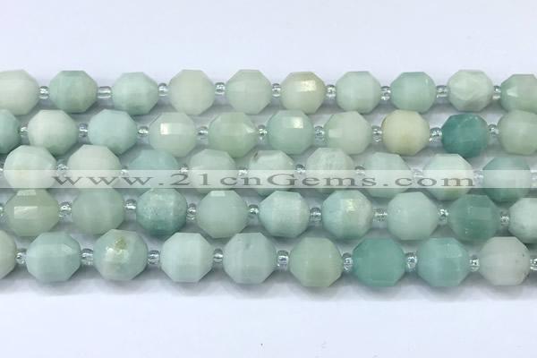 CCB1457 15 inches 9mm - 10mm faceted amazonite beads