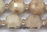 CCB1463 15 inches 9mm - 10mm faceted sunstone beads