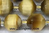 CCB1477 15 inches 9mm - 10mm faceted golden tiger eye beads