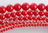 CCB15 5pcs 15.5 inches round shape red coral beads Wholesale