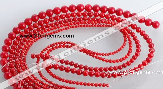 CCB15 5pcs 15.5 inches round shape red coral beads Wholesale