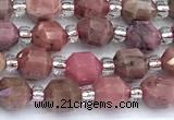 CCB1583 15 inches 5mm - 6mm faceted rhodonite gemstone beads