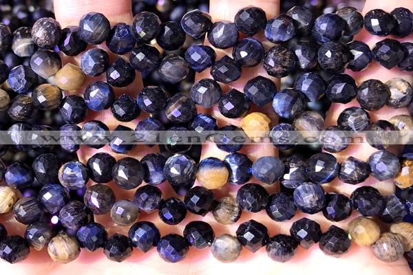 CCB1658 15 inches 6mm faceted teardrop blue tiger eye beads