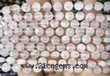 CCB1702 15 inches 6mm faceted coin rose quartz beads