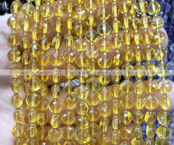 CCB1706 15 inches 6mm faceted coin citrine beads wholesale