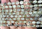 CCB1708 15 inches 6mm faceted coin green rutilated quartz beads
