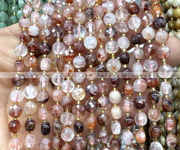 CCB1711 15 inches 6mm faceted coin red quartz beads wholesale