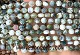 CCB1738 15 inches 6mm faceted coin tree agate beads