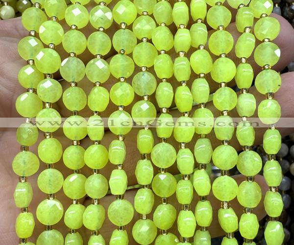 CCB1772 15 inches 6mm faceted coin candy jade beads