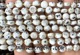 CCB1787 15 inches 6mm faceted coin sesame jasper beads