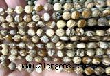 CCB1795 15 inches 6mm faceted coin picture jasper beads
