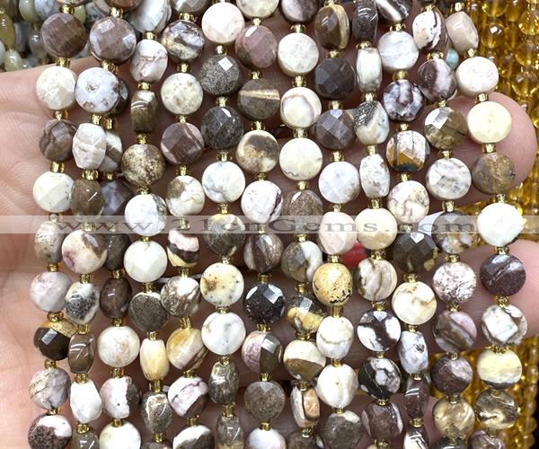 CCB1796 15 inches 6mm faceted coin Australian zebra jasper beads