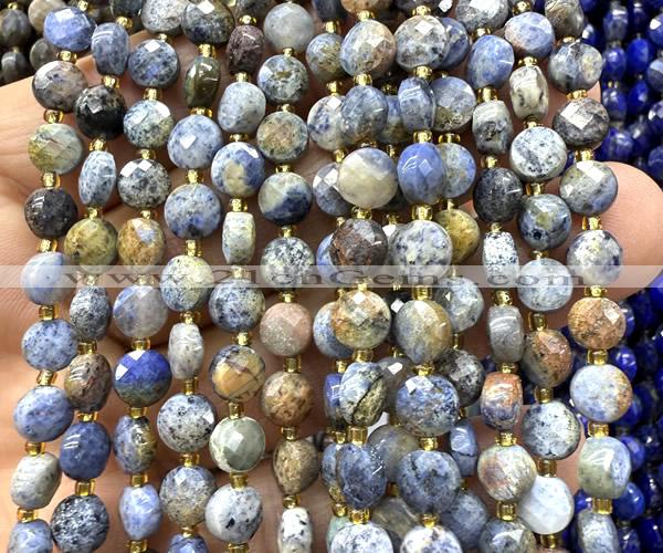 CCB1843 15 inches 6mm faceted coin sunset dumortierite beads