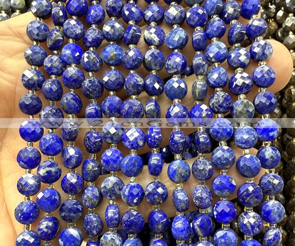 CCB1845 15 inches 6mm faceted coin lapis lazuli beads