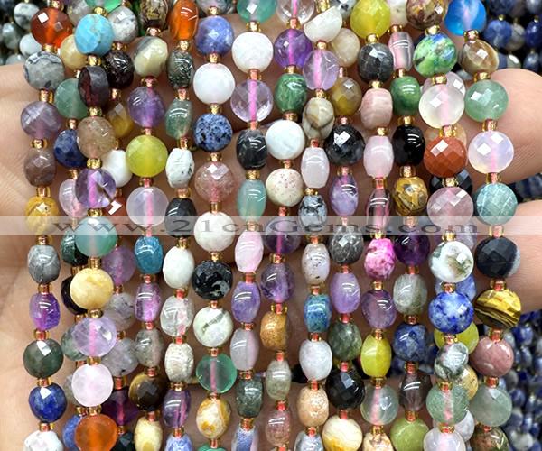 CCB1847 15 inches 6mm faceted coin colorful gemstone beads