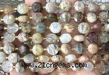 CCB1911 15 inches 8mm faceted coin phantom quartz beads