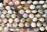 CCB1931 15 inches 8mm faceted coin bamboo leaf agate beads