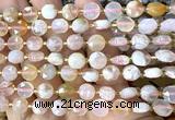 CCB1932 15 inches 8mm faceted coin sakura agate beads