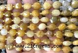 CCB1952 15 inches 8mm faceted coin yellow jade beads