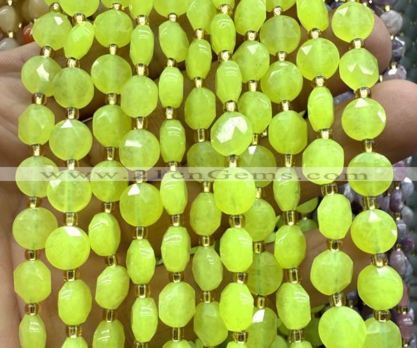 CCB1960 15 inches 8mm faceted coin candy jade beads
