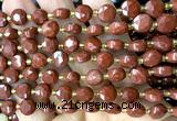 CCB1981 15 inches 8mm faceted coin red jasper beads