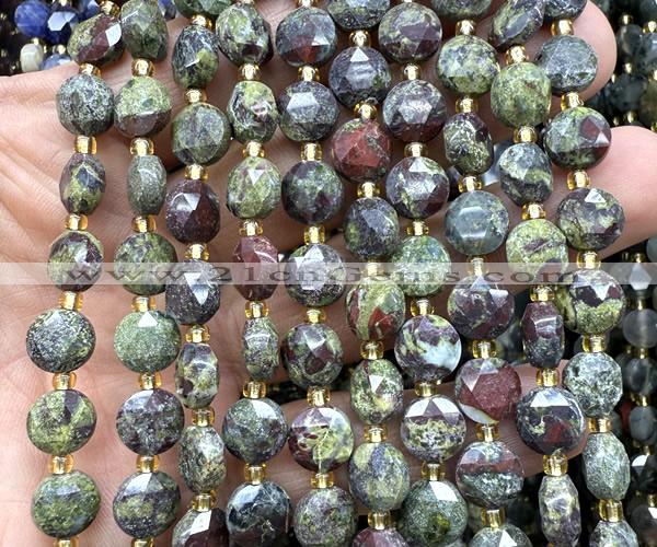 CCB1984 15 inches 8mm faceted coin dragon blood jasper beads