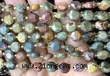 CCB1985 15 inches 8mm faceted coin picasso jasper beads