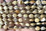 CCB1989 15 inches 8mm faceted coin picture jasper beads