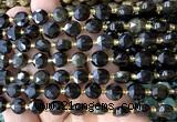 CCB2025 15 inches 8mm faceted coin golden obsidian beads