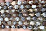 CCB2028 15 inches 8mm faceted coin fossil coral beads