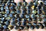 CCB2051 15 inches 8mm faceted coin yellow & blue tiger eye beads