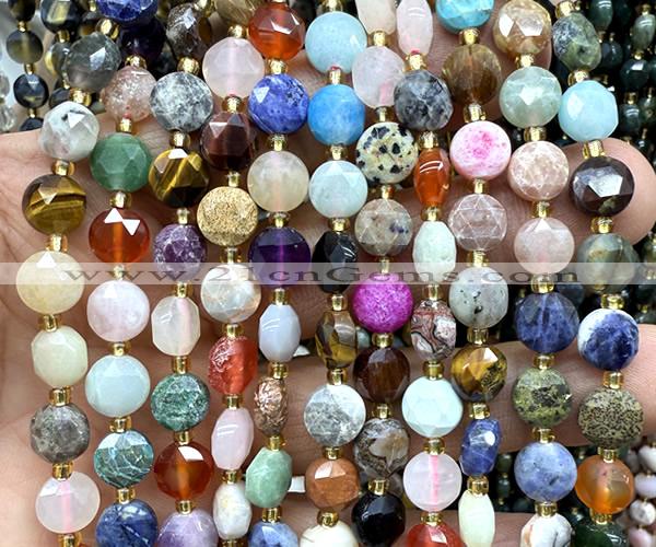 CCB2055 15 inches 8mm faceted coin colorful gemstone beads