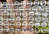 CCB2080 15 inches 10mm faceted coin white crystal beads
