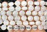 CCB2081 15 inches 10mm faceted coin Angolan white quartz beads