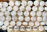CCB2082 15 inches 10mm faceted coin rose quartz beads
