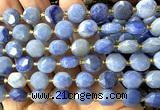 CCB2111 15 inches 10mm faceted coin blue aventurine jade beads