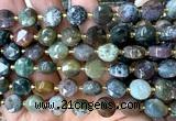 CCB2124 15 inches 10mm faceted coin Indian agate beads