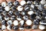 CCB2161 15 inches 10mm faceted coin black & white jasper beads