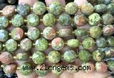 CCB2175 15 inches 10mm faceted coin unakite gemstone beads
