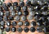 CCB2193 15 inches 10mm faceted coin silver obsidian beads