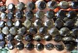 CCB2194 15 inches 10mm faceted coin golden obsidian beads