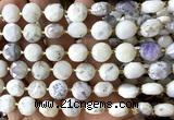 CCB2207 15 inches 10mm faceted coin white opal beads