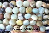 CCB2272 15 inches 15mm flat round matte colorful amazonite beads